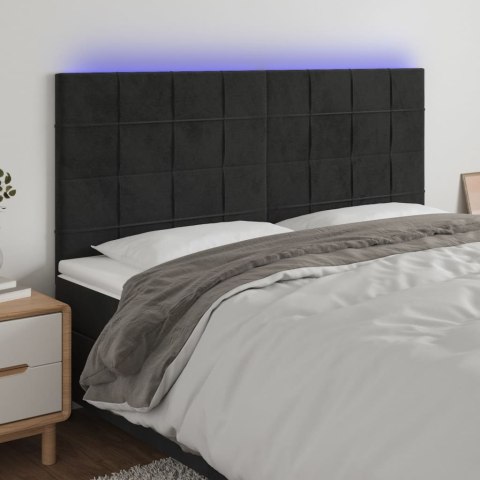 ZAGŁÓWEK DO ŁÓŻKA Z LED CZARNY 200X5X118/128CM AKSAMIT
