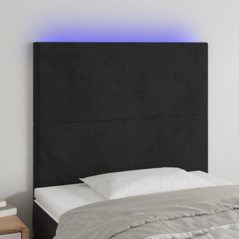 ZAGŁÓWEK DO ŁÓŻKA Z LED CZARNY 80X5X118/128CM AKSAMIT