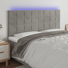 ZAGŁÓWEK DO ŁÓŻKA Z LED JASNOSZARY 180X5X118/128CM AKSAMIT