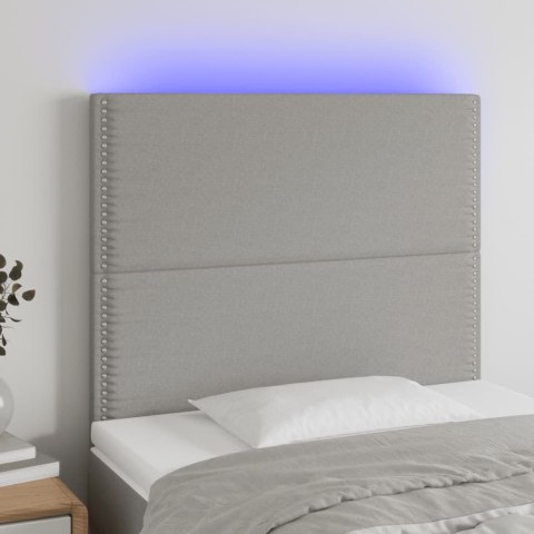 ZAGŁÓWEK DO ŁÓŻKA Z LED JASNOSZARY 90X5X118/128CM TKANINA