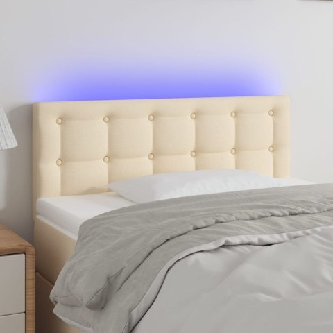 ZAGŁÓWEK DO ŁÓŻKA Z LED KREMOWY 80X5X78/88CM TKANINA