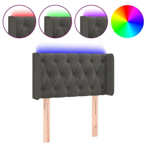 ZAGŁÓWEK DO ŁÓŻKA Z LED CIEMNOSZARY 83X16X78/88CM AKSAMIT