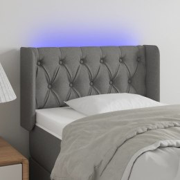 ZAGŁÓWEK DO ŁÓŻKA Z LED CIEMNOSZARY 83X16X78/88CM TKANINA