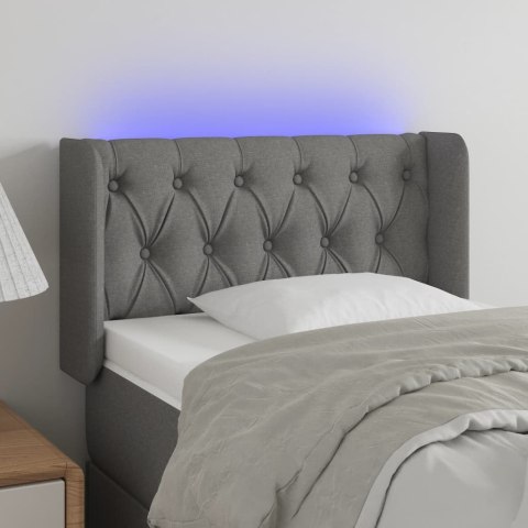 ZAGŁÓWEK DO ŁÓŻKA Z LED CIEMNOSZARY 83X16X78/88CM TKANINA