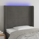 ZAGŁÓWEK DO ŁÓŻKA Z LED CIEMNOSZARY 83X16X118/128CM AKSAMIT