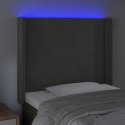 ZAGŁÓWEK DO ŁÓŻKA Z LED CIEMNOSZARY 83X16X118/128CM AKSAMIT