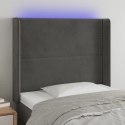ZAGŁÓWEK DO ŁÓŻKA Z LED CIEMNOSZARY 83X16X118/128CM AKSAMIT