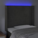 ZAGŁÓWEK DO ŁÓŻKA Z LED CIEMNOSZARY 83X16X118/128CM AKSAMIT