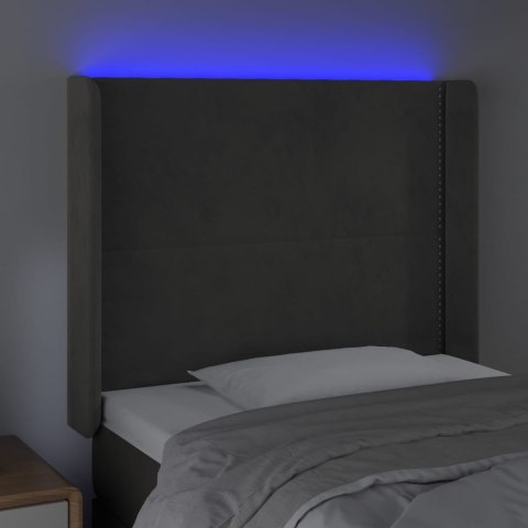 ZAGŁÓWEK DO ŁÓŻKA Z LED CIEMNOSZARY 83X16X118/128CM AKSAMIT