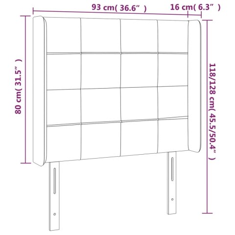 ZAGŁÓWEK DO ŁÓŻKA Z LED CIEMNOSZARY 93X16X118/128CM TKANINA