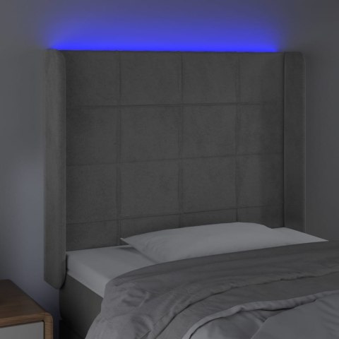 ZAGŁÓWEK DO ŁÓŻKA Z LED JASNOSZARY 103X16X118/128CM AKSAMIT