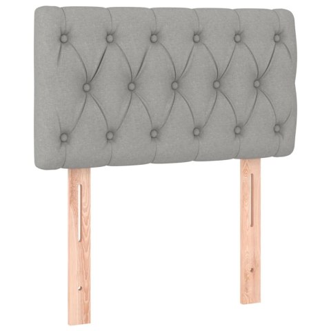 ŁÓŻKO KONTYNENTALNE Z MATERACEM JASNOSZARE TKANINA 80X200CM