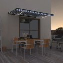 RĘCZNIE ZWIJANA MARKIZA Z LED 400X 350CM NIEBIESKO-BIAŁA