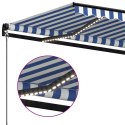 RĘCZNIE ZWIJANA MARKIZA Z LED 400X 350CM NIEBIESKO-BIAŁA