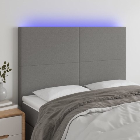 ZAGŁÓWEK DO ŁÓŻKA Z LED CIEMNOSZARY 144X5X118/128CM TKANINA
