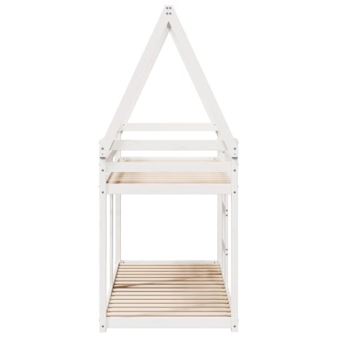 ŁÓŻKO Z PIĘTREM I DASZKIEM BIAŁE 90X190CM DREWNO SOSNOWE