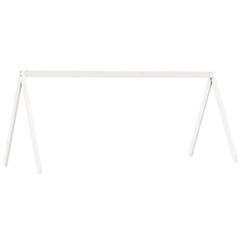 ŁÓŻKO Z PIĘTREM I DASZKIEM BIAŁE 90X190CM DREWNO SOSNOWE