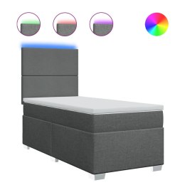 ŁÓŻKO KONTYNENTALNE Z MATERACEM CIEMNOSZARA TKANINA 90X190CM