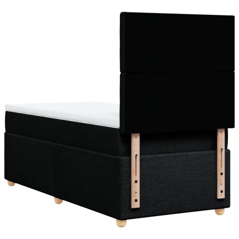 ŁÓŻKO KONTYNENTALNE Z MATERACEM CZARNE TKANINA 90X200CM