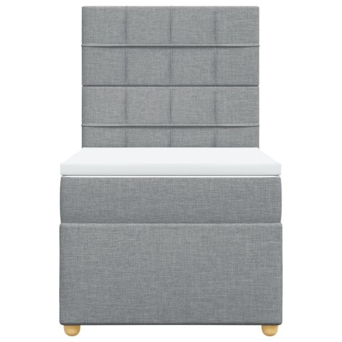 ŁÓŻKO KONTYNENTALNE Z MATERACEM JASNOSZARE TKANINA 80X200CM