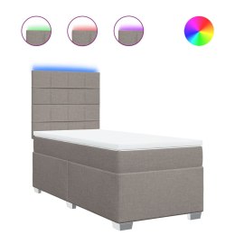 VidaXL Łóżko kontynentalne z materacem, taupe, tkanina, 90x200 cm