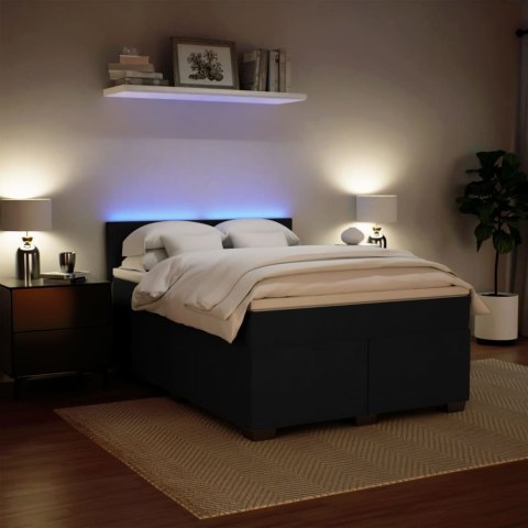 ŁÓŻKO KONTYNENTALNE Z MATERACEM CZARNE AKSAMIT 140X190CM