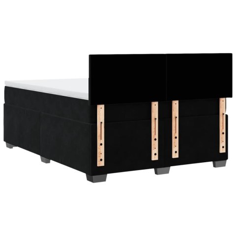 ŁÓŻKO KONTYNENTALNE Z MATERACEM CZARNE AKSAMIT 140X190CM