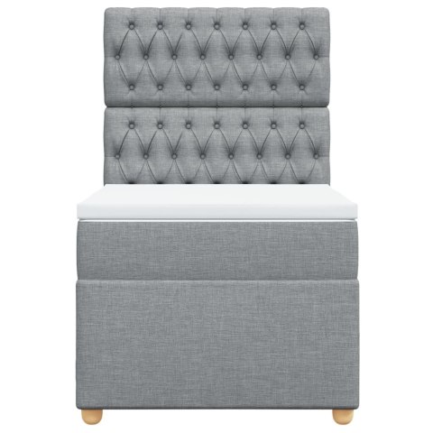 ŁÓŻKO KONTYNENTALNE Z MATERACEM JASNOSZARE TKANINA 100X200CM