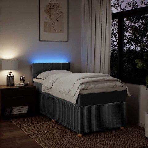 ŁÓŻKO KONTYNENTALNE Z MATERACEM CIEMNOSZARA TKANINA 90X190CM