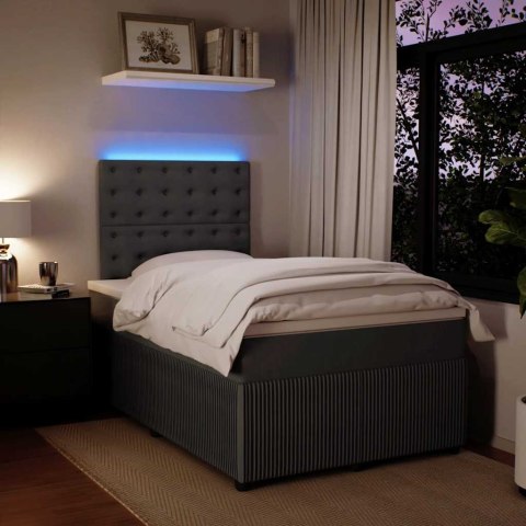 ŁÓŻKO KONTYNENTALNE Z MATERACEM CIEMNOSZARE 120X190CM AKSAMIT