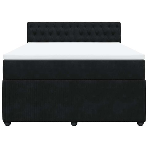 ŁÓŻKO KONTYNENTALNE Z MATERACEM CZARNE 160X200CM AKSAMIT