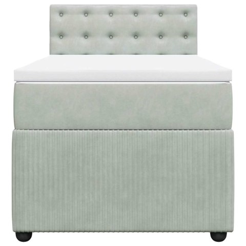 ŁÓŻKO KONTYNENTALNE Z MATERACEM JASNOSZARE AKSAMIT 90X190CM