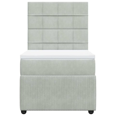 ŁÓŻKO KONTYNENTALNE Z MATERACEM JASNOSZARE AKSAMIT 90X200CM