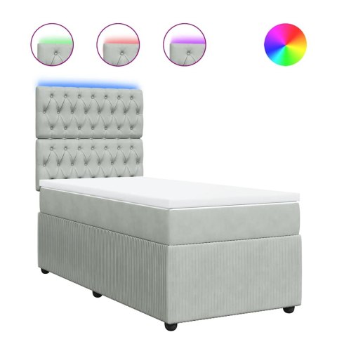 ŁÓŻKO KONTYNENTALNE Z MATERACEM JASNOSZARE AKSAMIT 90X200CM