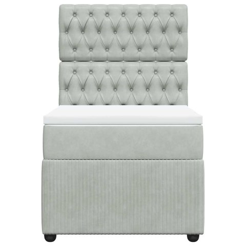 ŁÓŻKO KONTYNENTALNE Z MATERACEM JASNOSZARE AKSAMIT 90X200CM