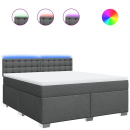 ŁÓŻKO KONTYNENTALNE Z MATERACEM CIEMNOSZARA TKANINA 180X200CM