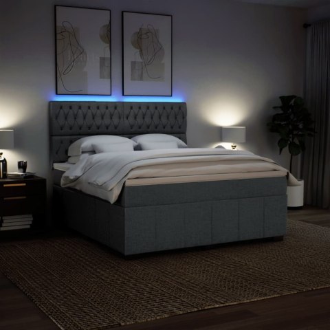 ŁÓŻKO KONTYNENTALNE Z MATERACEM CIEMNOSZARA TKANINA 180X200CM