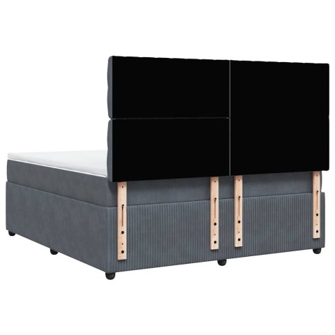 ŁÓŻKO KONTYNENTALNE Z MATERACEM CIEMNOSZARE 180X200CM AKSAMIT