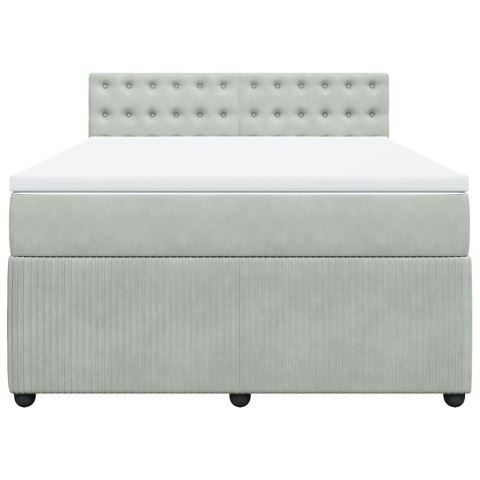 ŁÓŻKO KONTYNENTALNE Z MATERACEM JASNOSZARE AKSAMIT 140X190CM