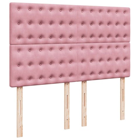 VidaXL Łóżko kontynentalne z materacem, różowe, 140x200 cm, aksamit