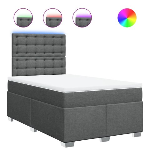 ŁÓŻKO KONTYNENTALNE Z MATERACEM CIEMNOSZARA TKANINA 120X200CM