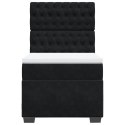 ŁÓŻKO KONTYNENTALNE Z MATERACEM CZARNE AKSAMIT 100X200CM