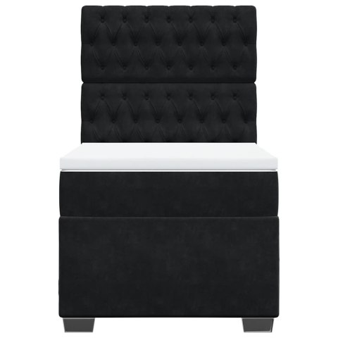 ŁÓŻKO KONTYNENTALNE Z MATERACEM CZARNE AKSAMIT 100X200CM