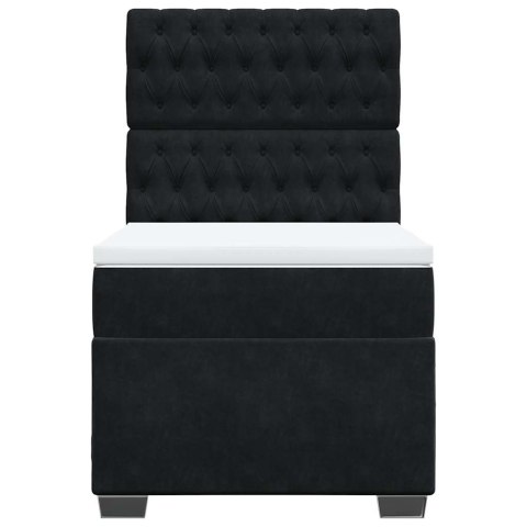 ŁÓŻKO KONTYNENTALNE Z MATERACEM CZARNE AKSAMIT 80X200CM