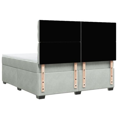 ŁÓŻKO KONTYNENTALNE Z MATERACEM JASNOSZARE 180X200CM AKSAMIT