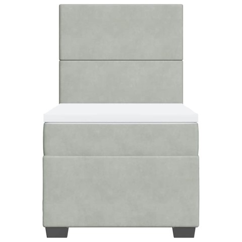 ŁÓŻKO KONTYNENTALNE Z MATERACEM JASNOSZARE AKSAMIT 100X200CM