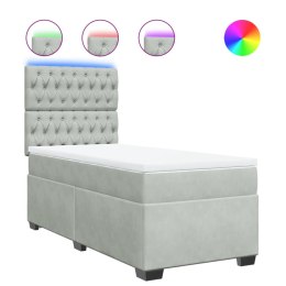 ŁÓŻKO KONTYNENTALNE Z MATERACEM JASNOSZARE AKSAMIT 100X200CM