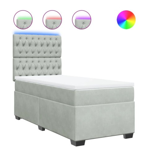 ŁÓŻKO KONTYNENTALNE Z MATERACEM JASNOSZARE AKSAMIT 100X200CM