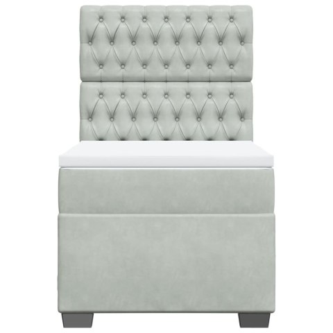 ŁÓŻKO KONTYNENTALNE Z MATERACEM JASNOSZARE AKSAMIT 100X200CM