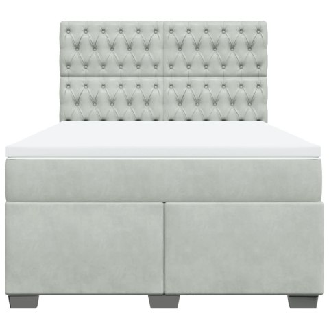 ŁÓŻKO KONTYNENTALNE Z MATERACEM JASNOSZARE AKSAMIT 140X190CM